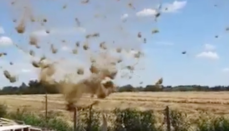 Dust Devil Sweeps Through Hampshire Hay Field | WeatherBug