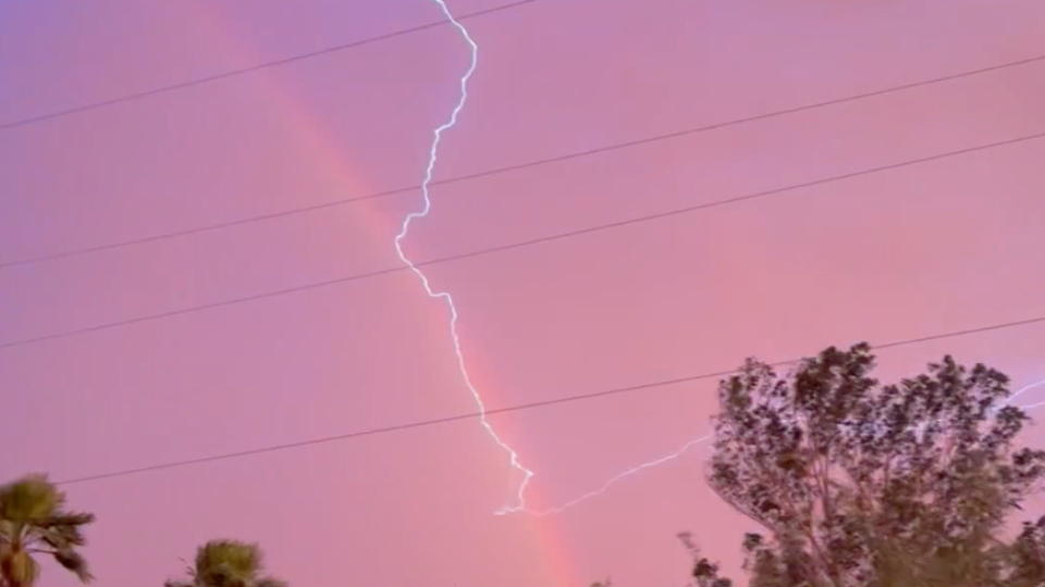 Lightning Strikes as Rainbow Shines in Arizona | WeatherBug
