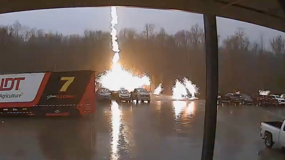 Sparks Fly as Lightning Strikes Truck WeatherBug