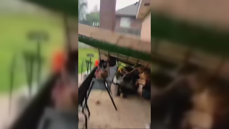 Oklahoma Storm Sends Patio Wall Flying | WeatherBug