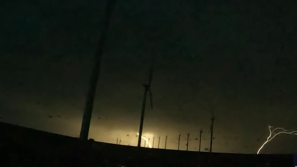 Upward Lightning at Wind Farm in Oregon | WeatherBug