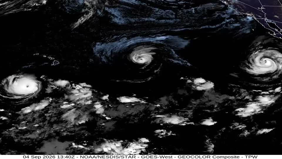 3 Hurricanes Churning in Pacific Ocean
